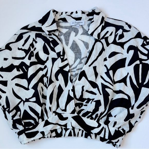 Le Raganne Tops - Le Raganne Black and White Patterned Blouse